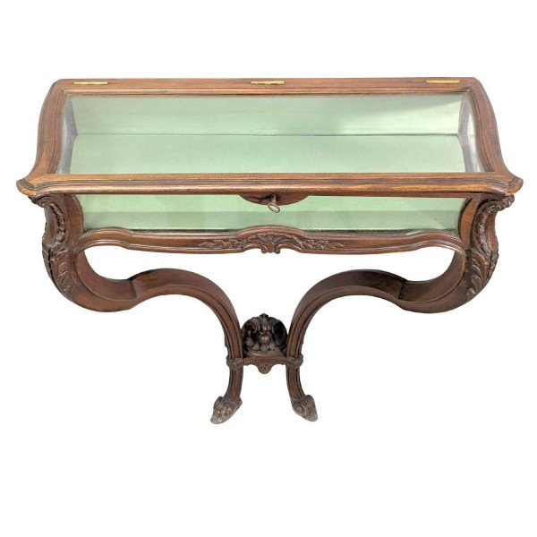 Louis XV Style Console In Walnut Forming A Showcase From The 1900s