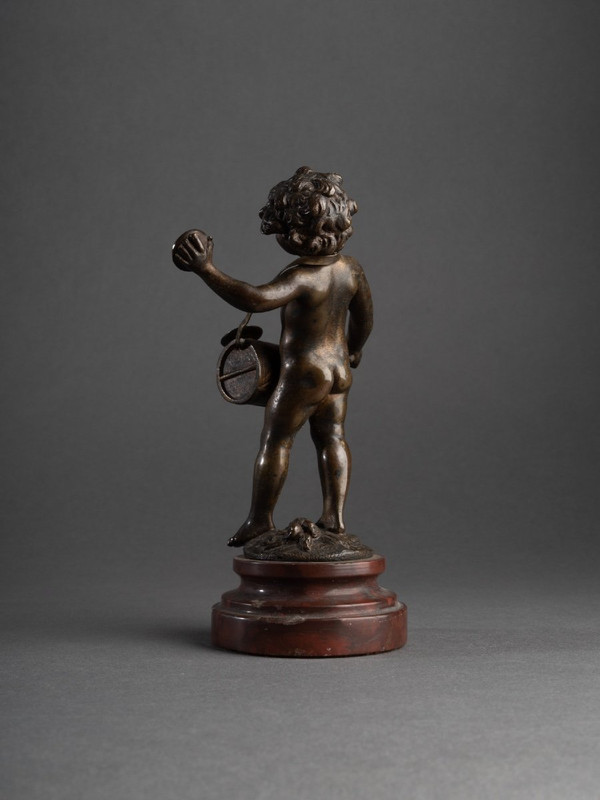 Bronzo di un putto musicista, Auguste Moreau (1834 - 1917)