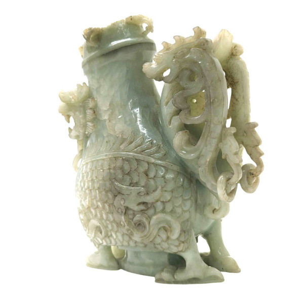 Pot Couvert En Jade à Décor De Dragon