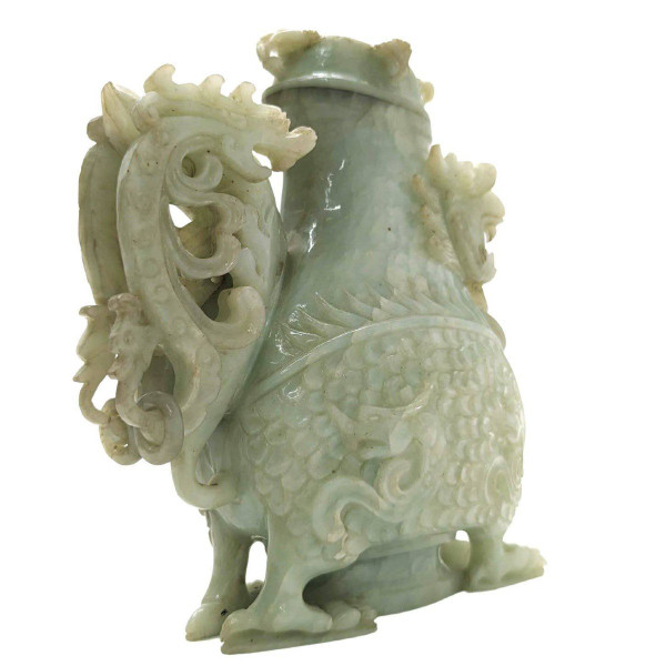Pot Couvert En Jade à Décor De Dragon