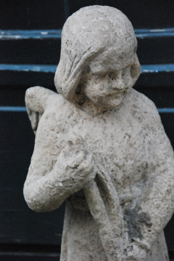Grand Ange En Pierre Calcaire Du XIXe siècle