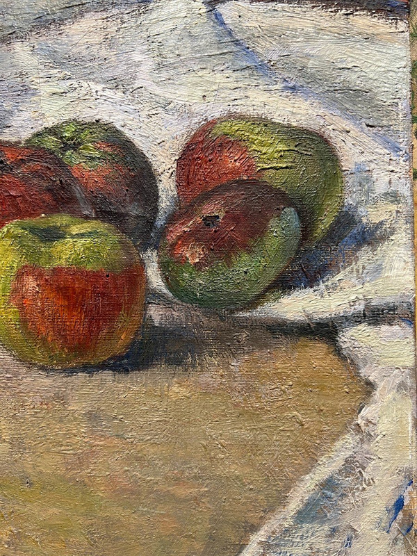 Victor Vignon (1847-1909) - Stillleben mit Äpfeln und Tischdecke, Circa 1890
