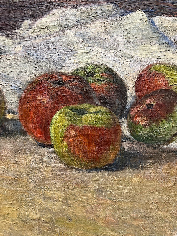 Victor Vignon (1847-1909) - Stillleben mit Äpfeln und Tischdecke, Circa 1890