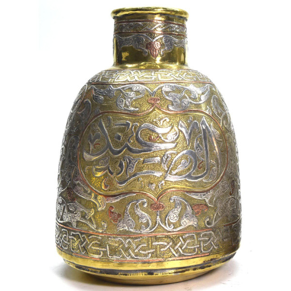 Coppia Di Brocche In Rame E Argento Dinanderie Opera Orientale, 1880/1900