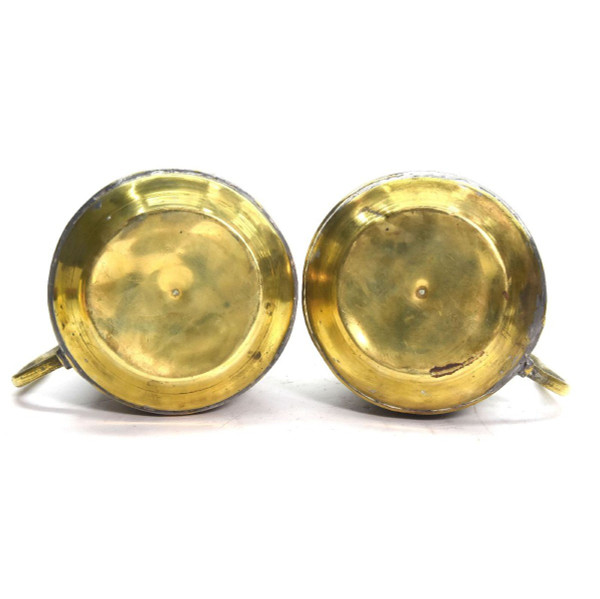 Coppia Di Brocche In Rame E Argento Dinanderie Opera Orientale, 1880/1900