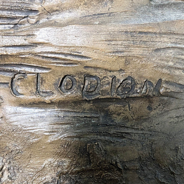 "groupe En Terre Cuite De Clodion  La Jeune Fille Et Le Faune, Sur Socle En Bois Sculpté