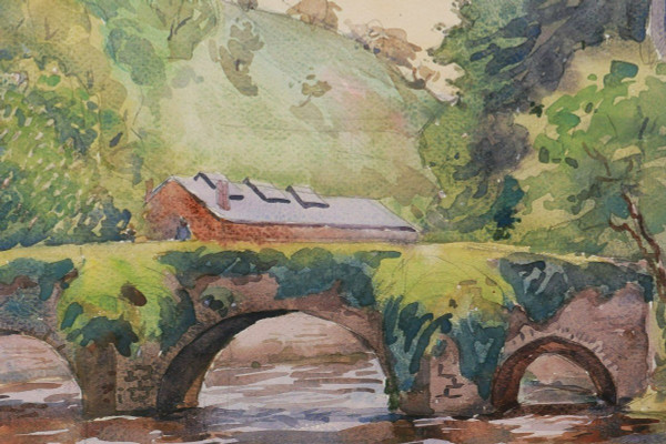 André Alfred DEBERGUE, Wäscherinnen unter der Lovignon-Brücke in Quimperlé
