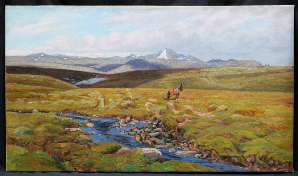Johannes Marius Hartmann MÜLLER, Cavalli a Høvringen in Norvegia (grande formato)