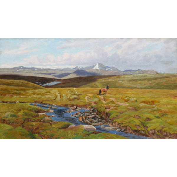 Johannes Marius Hartmann MÜLLER, Cavalli a Høvringen in Norvegia (grande formato)