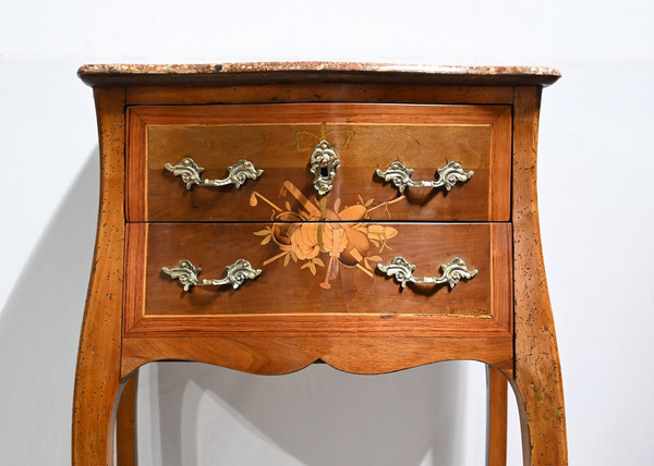 Petite Table Chiffonnière en Bois de Rose et Noyer, style Louis XV – 2ème Moitié XIXe