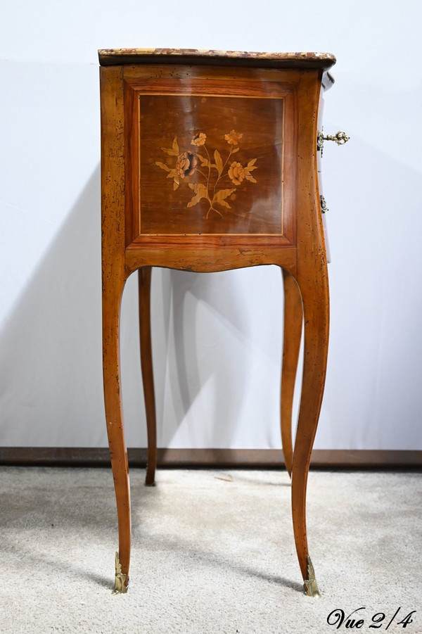 Petite Table Chiffonnière en Bois de Rose et Noyer, style Louis XV – 2ème Moitié XIXe