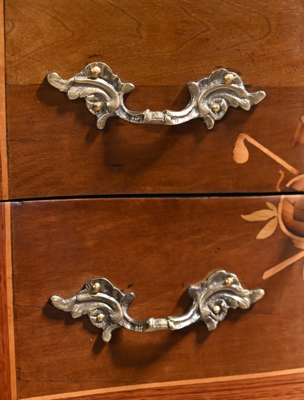 Petite Table Chiffonnière en Bois de Rose et Noyer, style Louis XV – 2ème Moitié XIXe