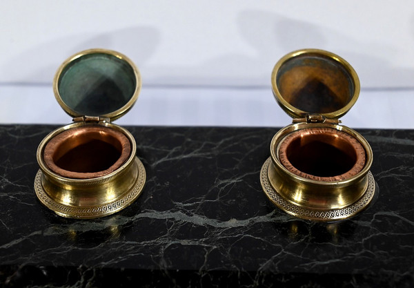 Inkwell in Bronze and Marble, Empire style - 1st part of the 19th century