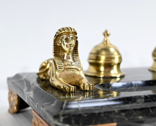 Inkwell in Bronze and Marble, Empire style - 1st part of the 19th century