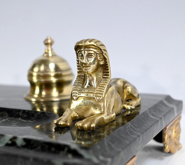 Inkwell in Bronze and Marble, Empire style - 1st part of the 19th century