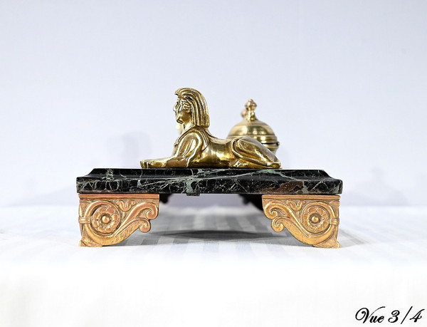 Inkwell in Bronze and Marble, Empire style - 1st part of the 19th century