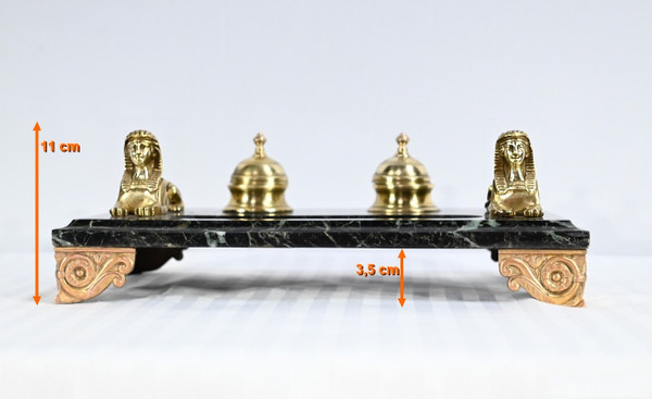Inkwell in Bronze and Marble, Empire style - 1st part of the 19th century