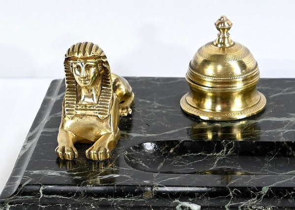 Inkwell in Bronze and Marble, Empire style - 1st part of the 19th century