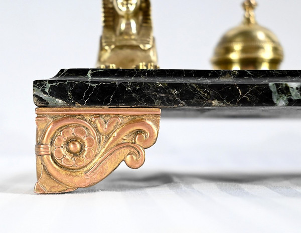 Inkwell in Bronze and Marble, Empire style - 1st part of the 19th century