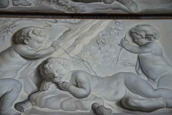 Suite Of 4 Putti Painted Canvases Attributable To Piat Joseph Sauvage Late 18th Century