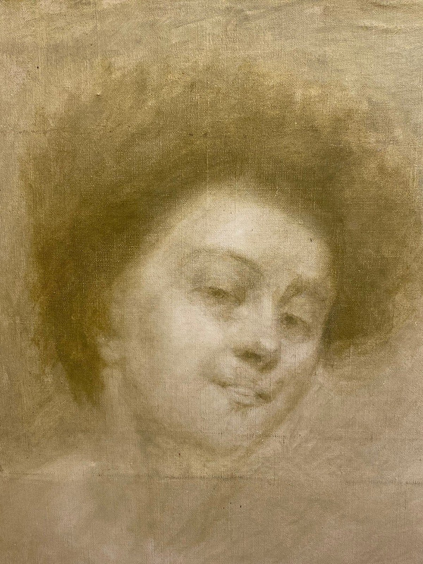 Ecole Symboliste Vers 1900 - Portrait De Femme