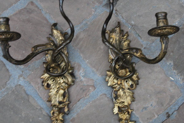 Pair Of Bronze Sconces XVIIIth Regency Period