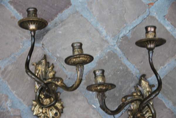 Pair Of Bronze Sconces XVIIIth Regency Period