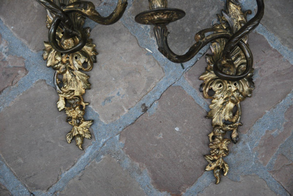 Pair Of Bronze Sconces XVIIIth Regency Period