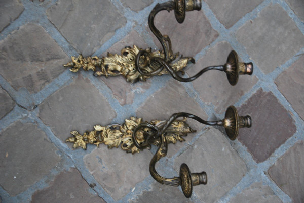 Pair Of Bronze Sconces XVIIIth Regency Period