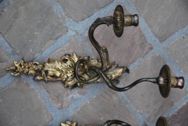 Pair Of Bronze Sconces XVIIIth Regency Period