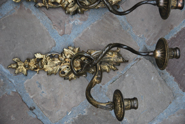 Pair Of Bronze Sconces XVIIIth Regency Period