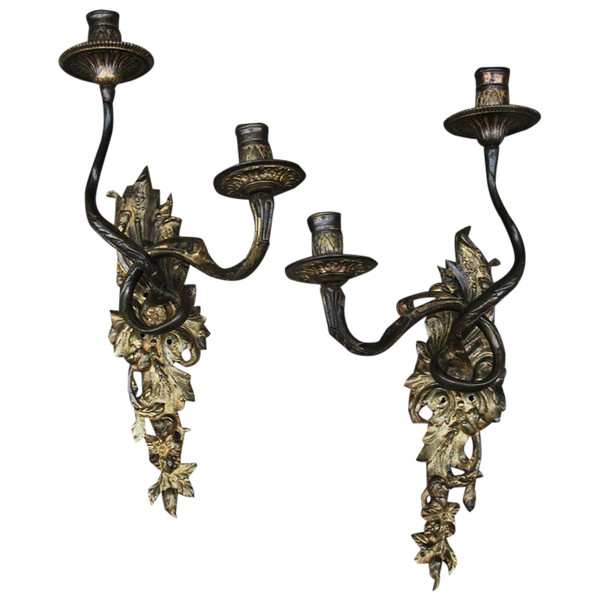 Pair Of Bronze Sconces XVIIIth Regency Period