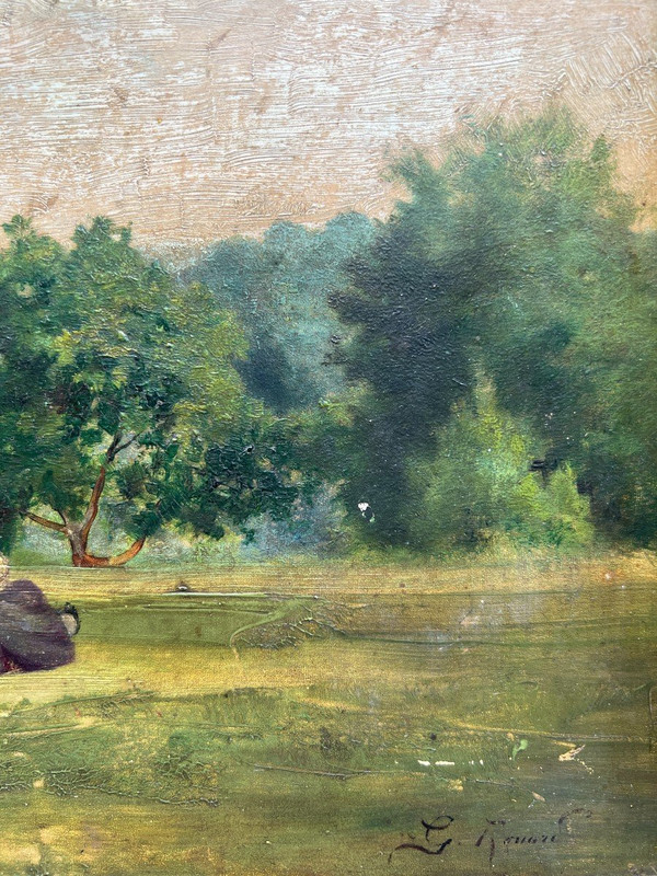 Georges Rouard (xix-xx) - Couple In The Garden, Circa 1890