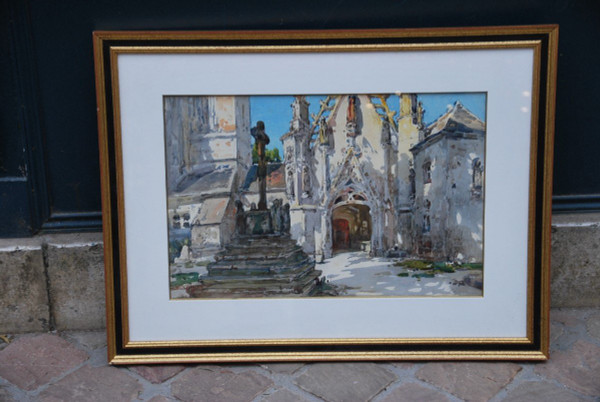 Saint Tregonnec , Aquarelle  Signée De Villon