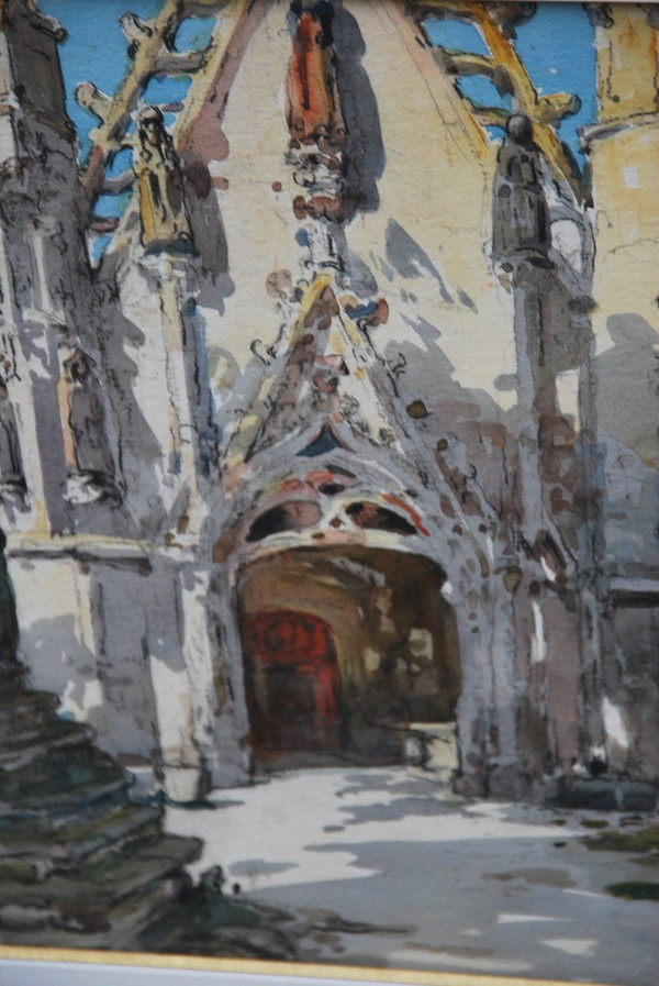 Saint Tregonnec , Aquarelle  Signée De Villon