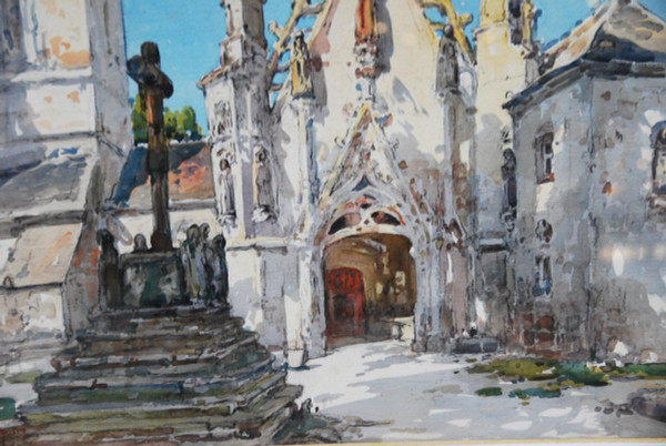 Saint Tregonnec , Aquarelle  Signée De Villon