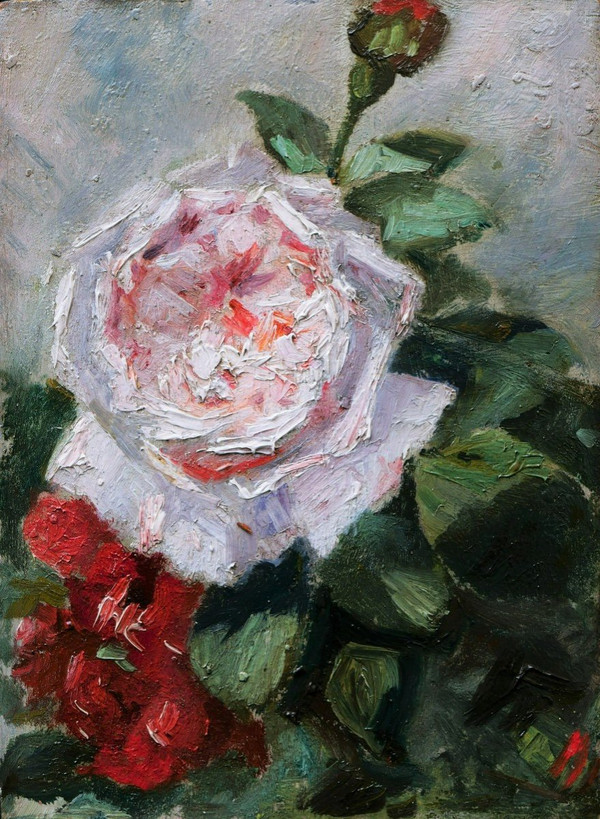 Scuola impressionista francese, fine del XIX secolo, Studio di una rosa