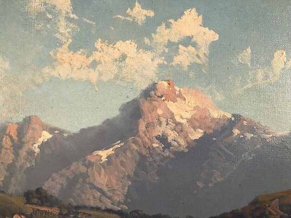Emile Godchaux (1860-1938), mountain landscape oil on canvas signed, framed