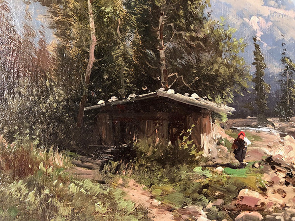 Emile Godchaux (1860-1938), mountain landscape oil on canvas signed, framed