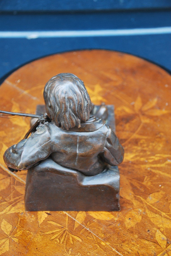 Violinist, Bronze Signed De Tharel