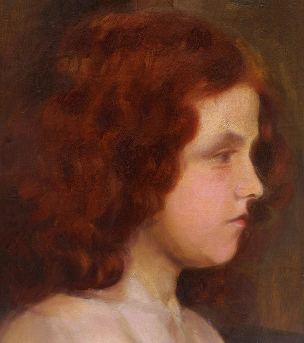 Henri PRINGUET (actif à Carcassonne, 1870-1946), Portrait de jeune femme rousse de profil