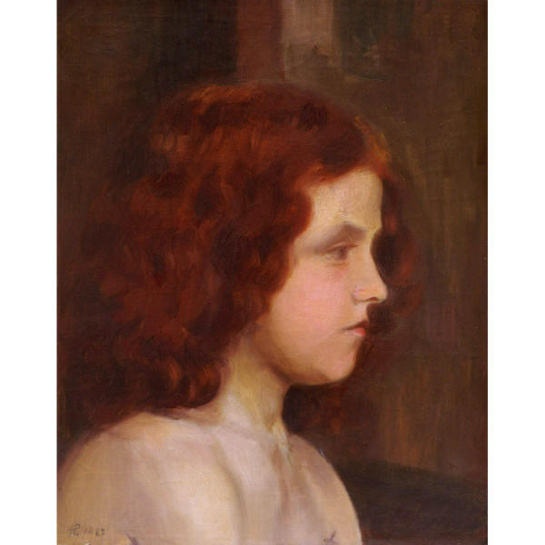 Henri PRINGUET (actif à Carcassonne, 1870-1946), Portrait de jeune femme rousse de profil