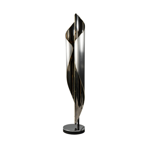 Lamp in polished and brushed metal, 1970s
