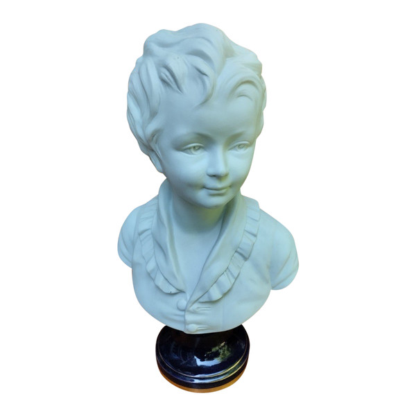Bust On Pedestal - A. Brongniart- J. A Houdon- Porcelain Biscuit - Limoges - V. 1970.