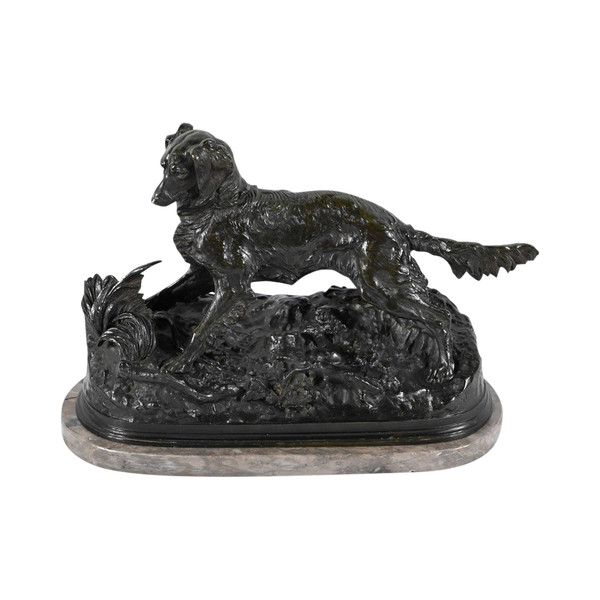 "Cane Spaniel" in bronzo, firmato P-J.Mêne - metà del XIX secolo