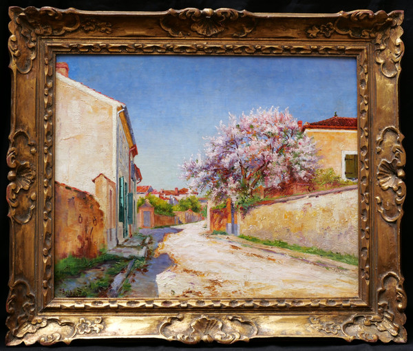 François Félix ROUBAUD, Sunny street in Cahors, spring