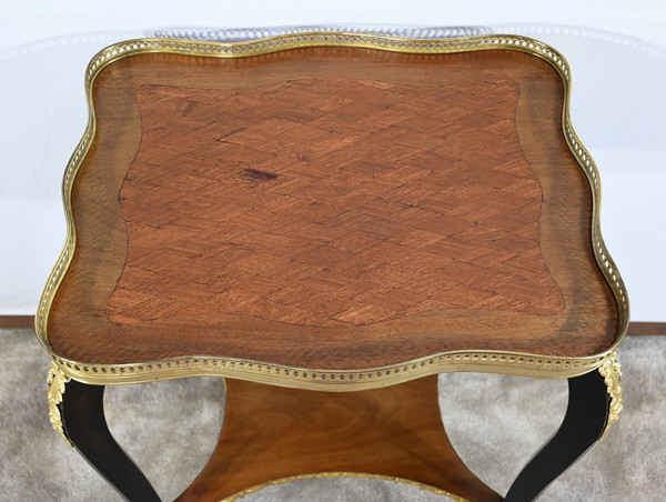 Petite Table de Salon en Acajou et Bois Noirci, style Napoléon III – Fin XIXe