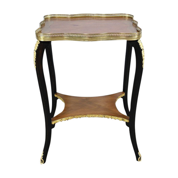 Petite Table de Salon en Acajou et Bois Noirci, style Napoléon III – Fin XIXe