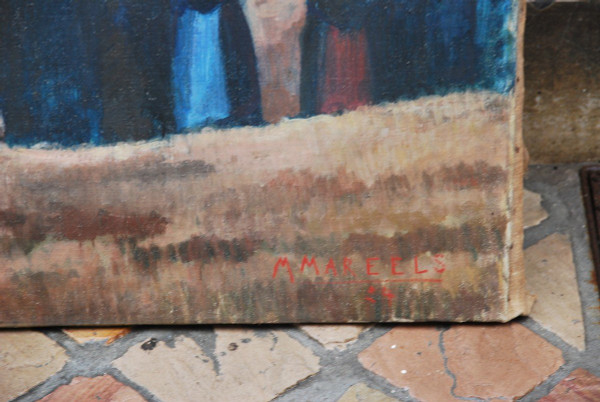 Brittany, Procession Large Oil On Canvas Signed De Mareels