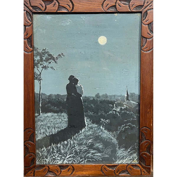 French Art Nouveau School - Couple In Moonlight, Circa 1900